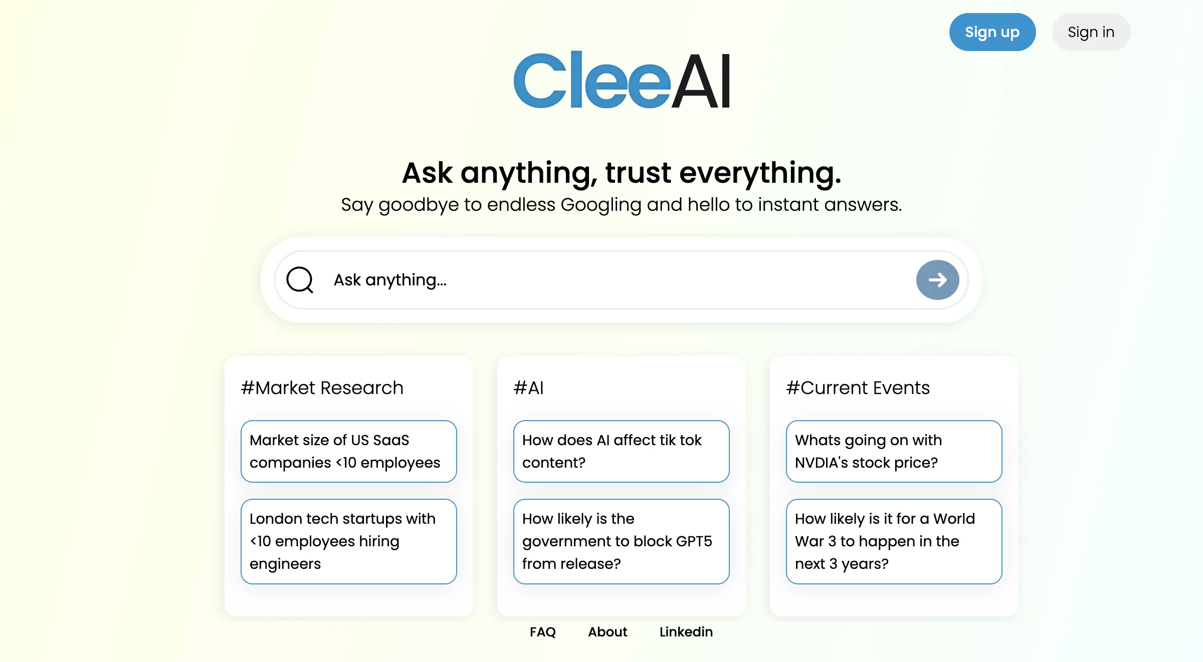 CleeAI - The Most Accurate and Trustworthy AI Search Engine